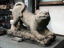 雌虎(吽形)は伸びをしています 吽